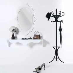 Specchio da parete bianco di design Joy cornice decorata,made in Italy