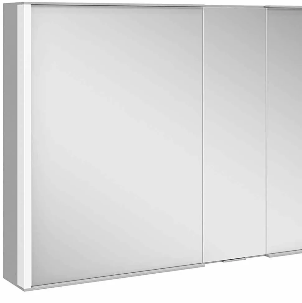 Specchio da Parete con 3 Ante Moderno in Alluminio Verniciato Argento - Demon