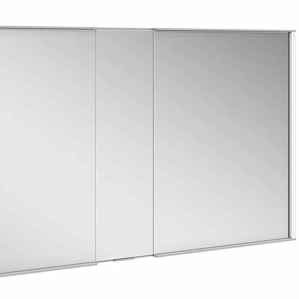 Specchio da Parete con 3 Ante Moderno in Alluminio Verniciato Argento - Demon