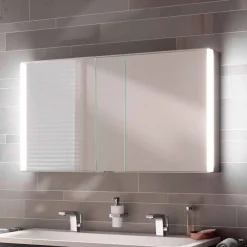 Specchio da Parete con 3 Ante Moderno in Alluminio Verniciato Argento - Demon