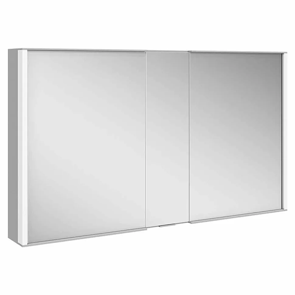Specchio da Parete con 3 Ante Moderno in Alluminio Verniciato Argento - Demon