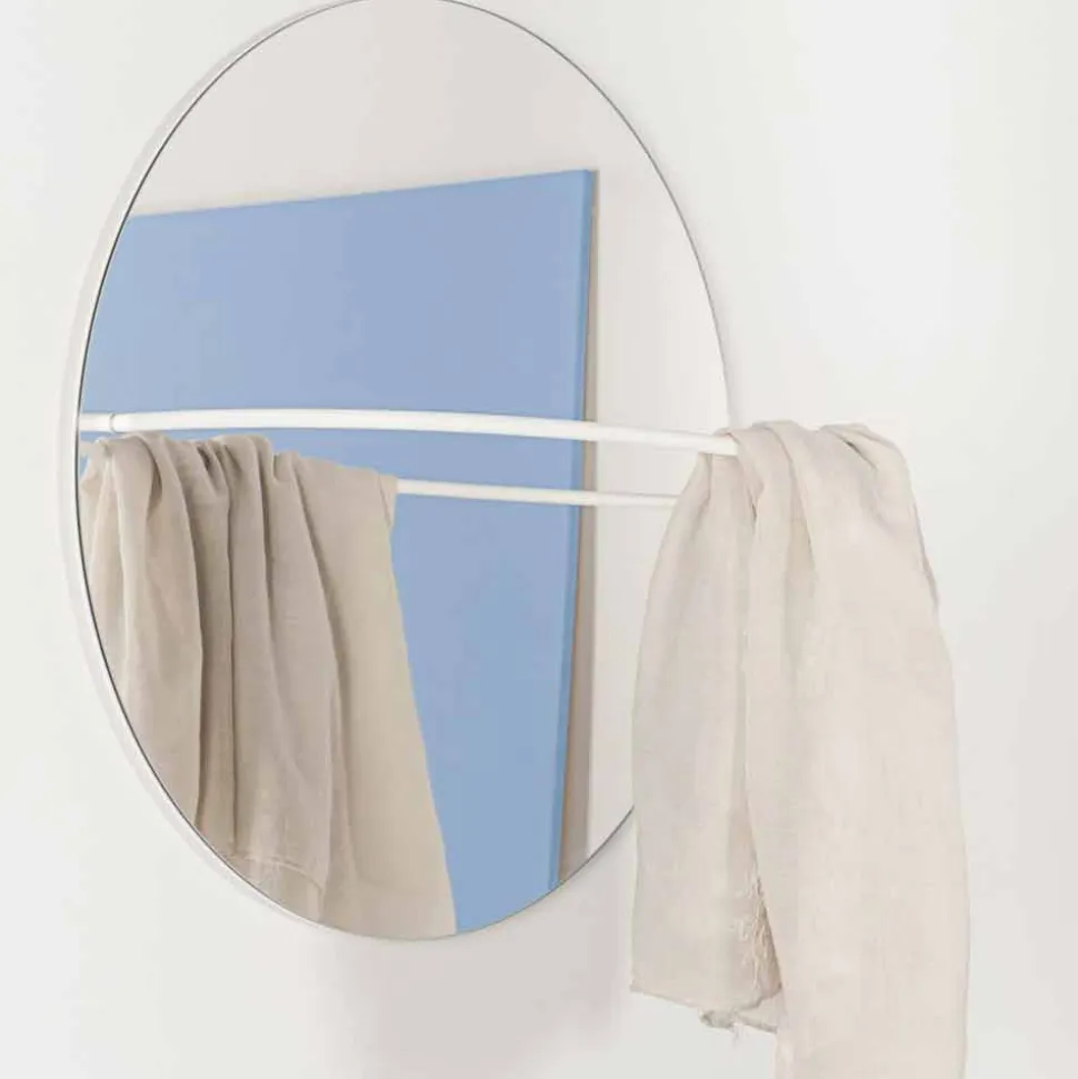 Specchio da Parete con Appendiabiti in Acciaio Moderno Made in Italy - Chioccia