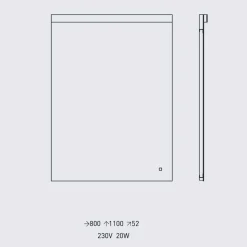 Specchio da Parete con Luce LED Integrata in Acciaio Inox Made in Italy - Tuccio