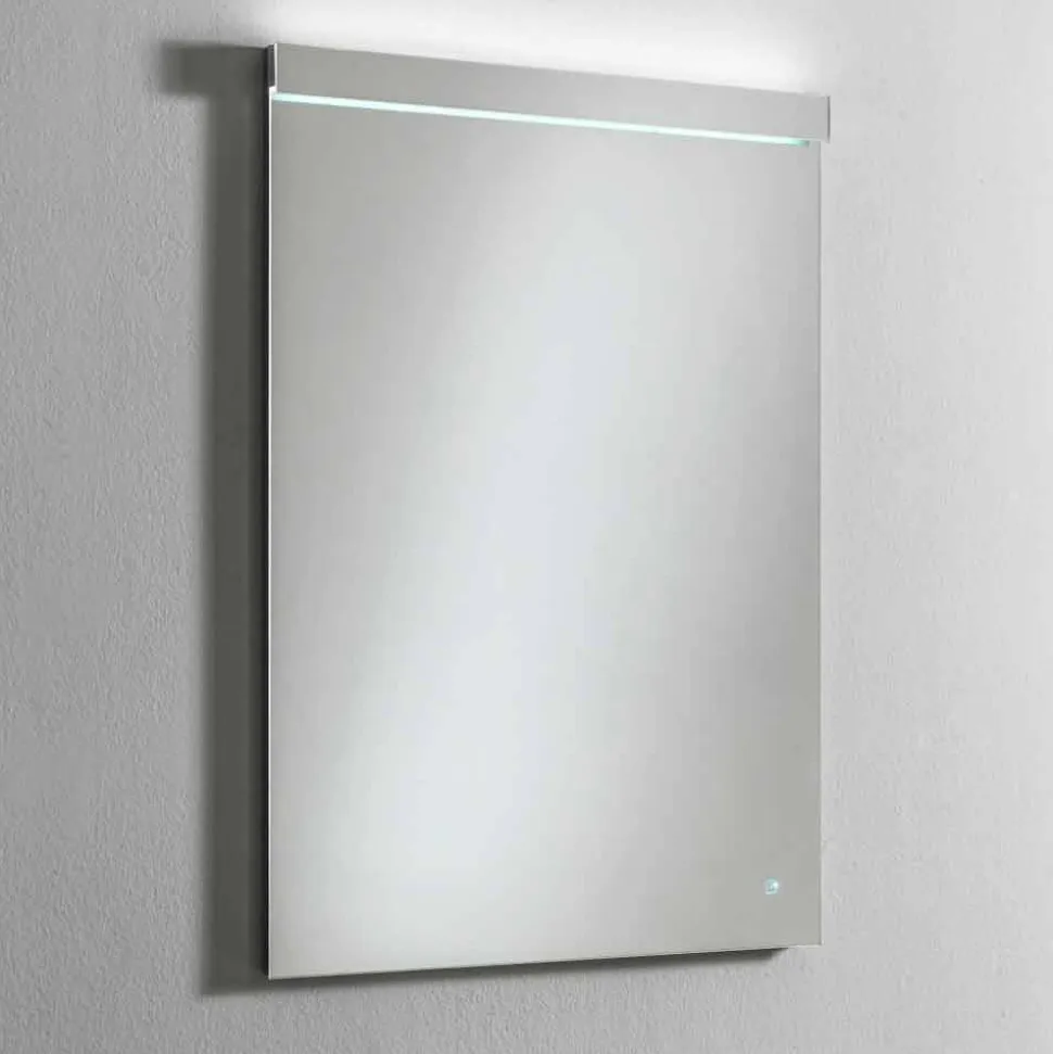 Specchio da Parete con Luce LED Integrata in Acciaio Inox Made in Italy - Tuccio