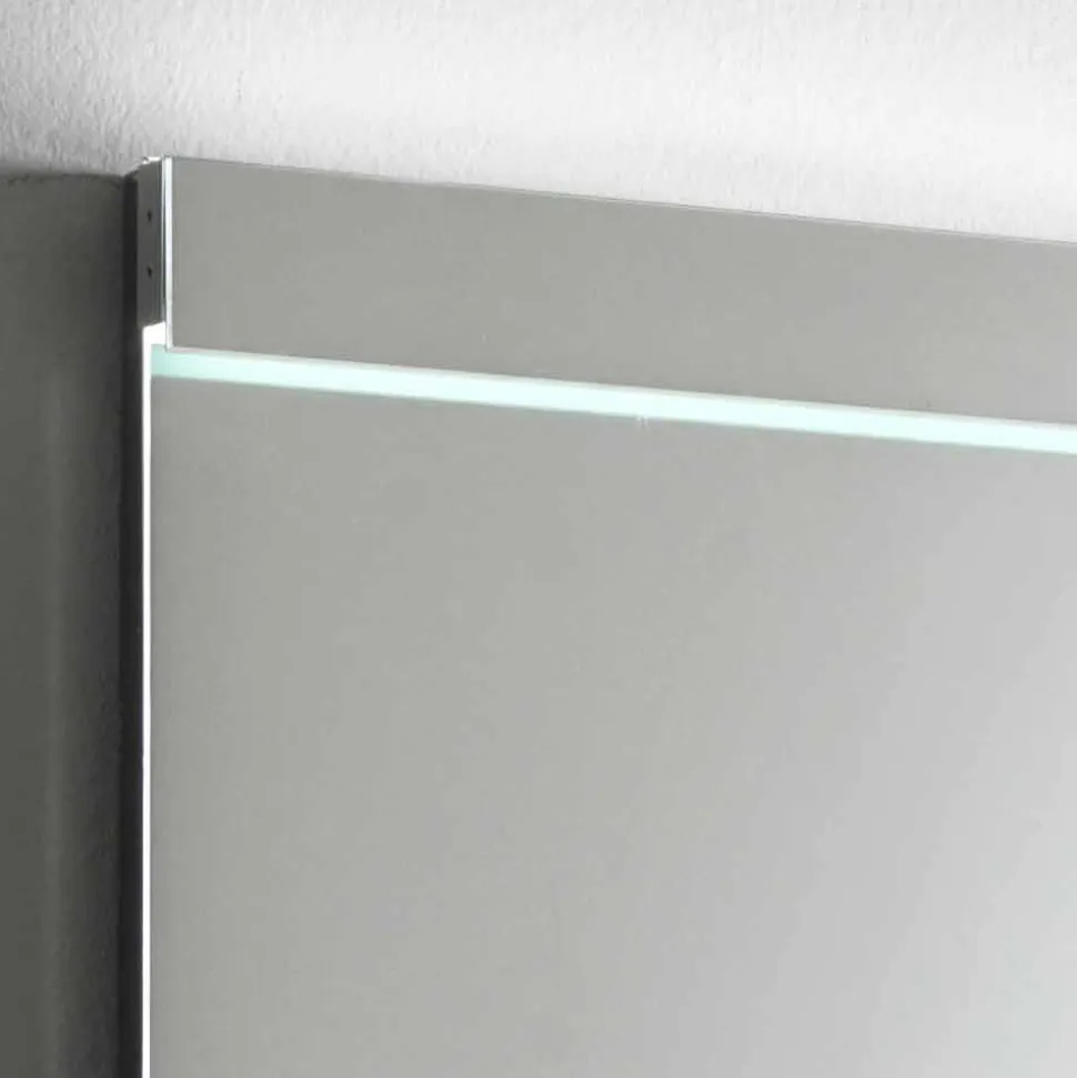 Specchio da Parete con Luce LED Integrata in Acciaio Inox Made in Italy - Tuccio