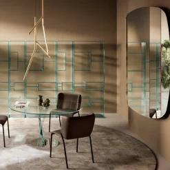 Specchio da Parete con Struttura in Legno Verniciato Nero Made in Italy - Arya