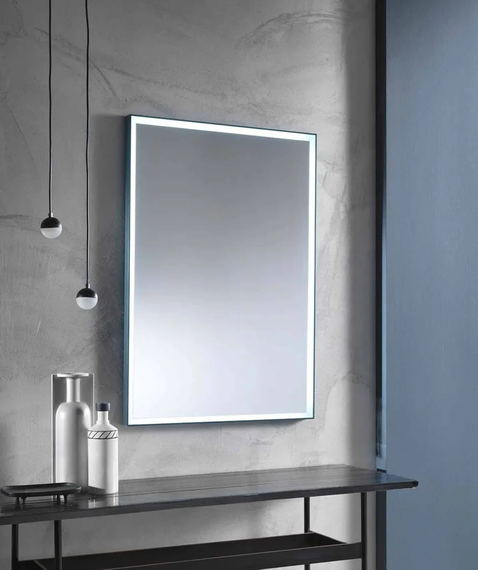 Specchio da Parete con Telaio in Alluminio e Luce LED Made in Italy - Chik