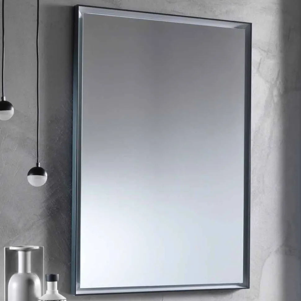 Specchio da Parete con Telaio in Alluminio e Luce LED Made in Italy - Chik