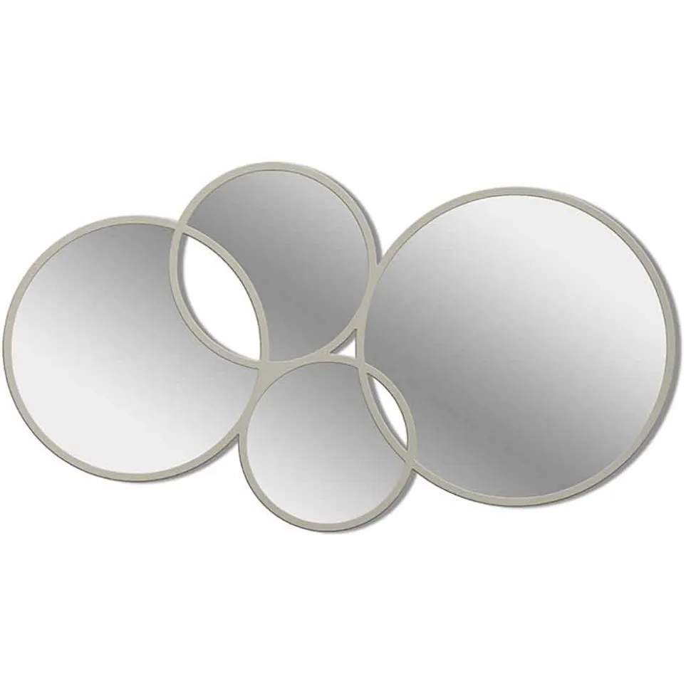 Specchio da Parete Design Moderno a Forma di Anelli Cornice Colorata - Sintesi