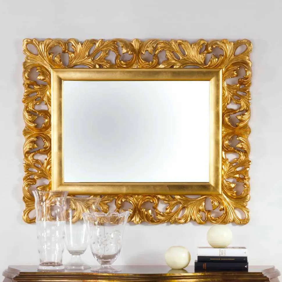 Specchio da parete di design finitura foglia oro Gudin, 108x87 cm