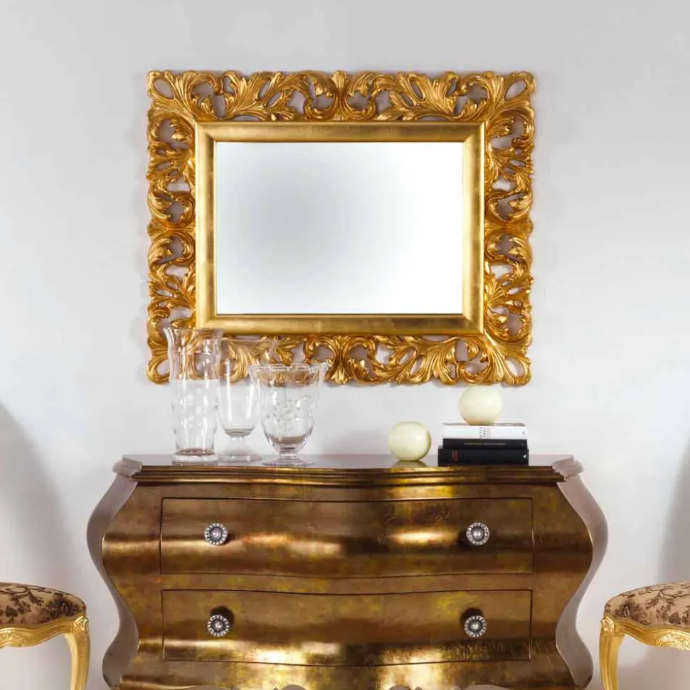 Specchio da parete di design finitura foglia oro Gudin, 108x87 cm