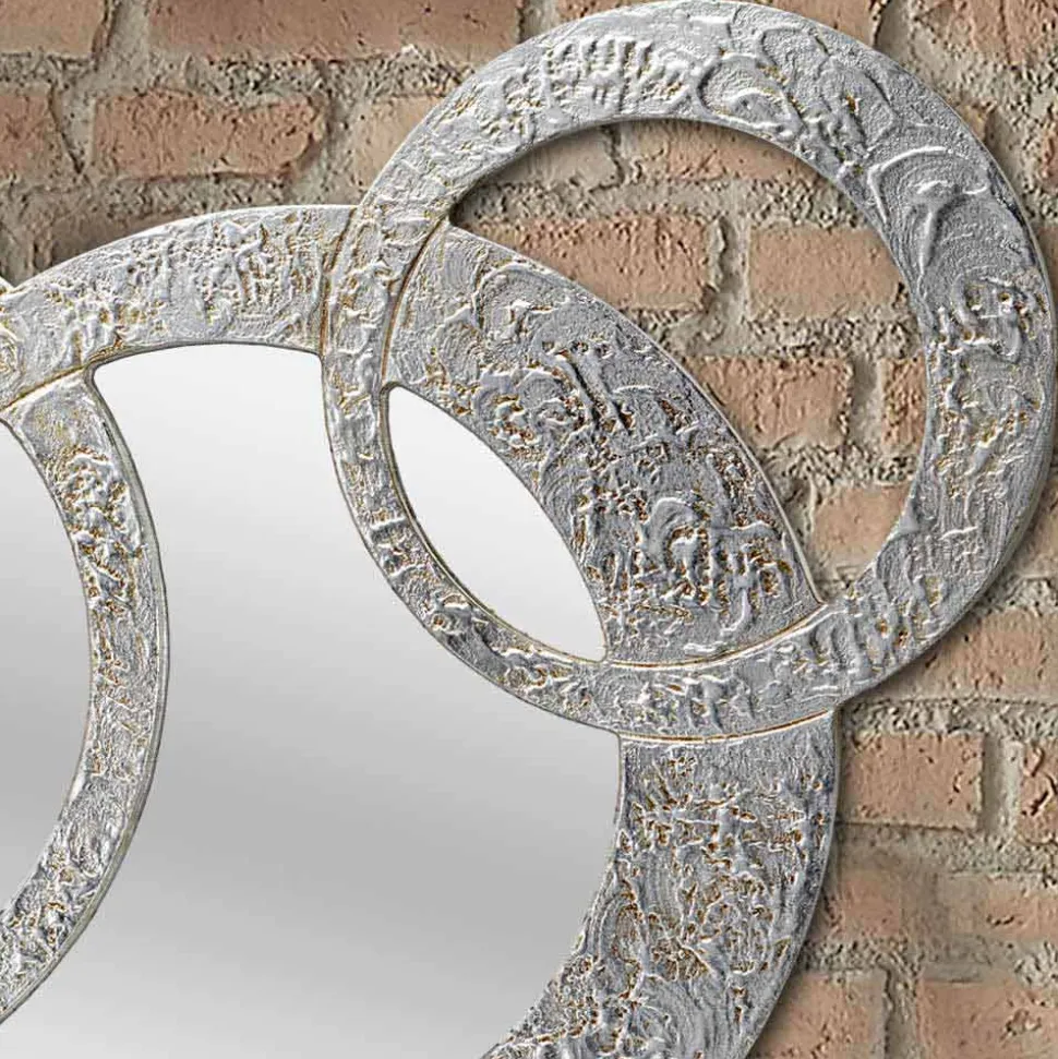 Specchio da parete di design in foglia argento made in Italy Cortina