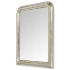 Specchio da Parete in Legno Finitura Foglia Argento Made in Italy - Navona
