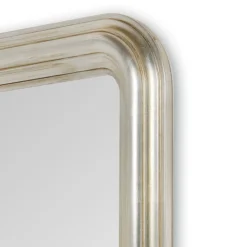 Specchio da Parete in Legno Finitura Foglia Argento Made in Italy - Navona