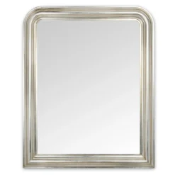 Specchio da Parete in Legno Finitura Foglia Argento Made in Italy - Navona