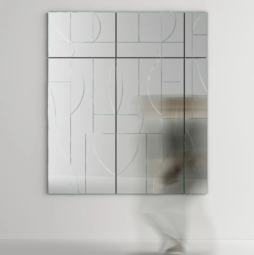 Specchio da Parete Modulare con Struttura in Legno Made in Italy - Saetta