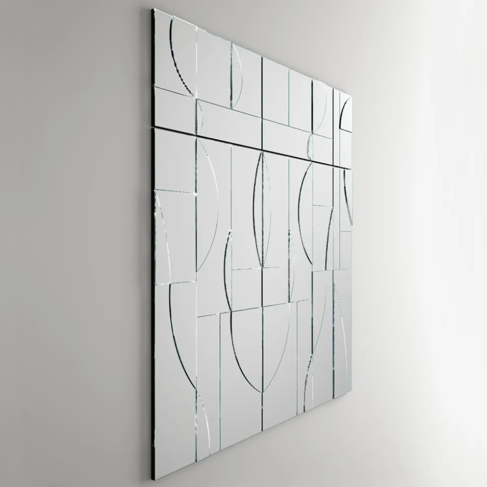 Specchio da Parete Modulare con Struttura in Legno Made in Italy - Saetta