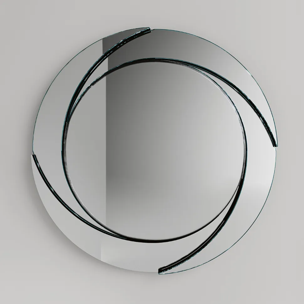 Specchio da Parete Rotondo con Struttura in Legno Made in Italy - Navona