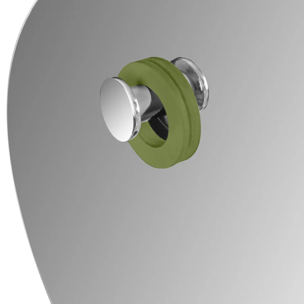 Specchio da Parete Tondo con Anello in Teak Colorato Made in Italy - Odile
