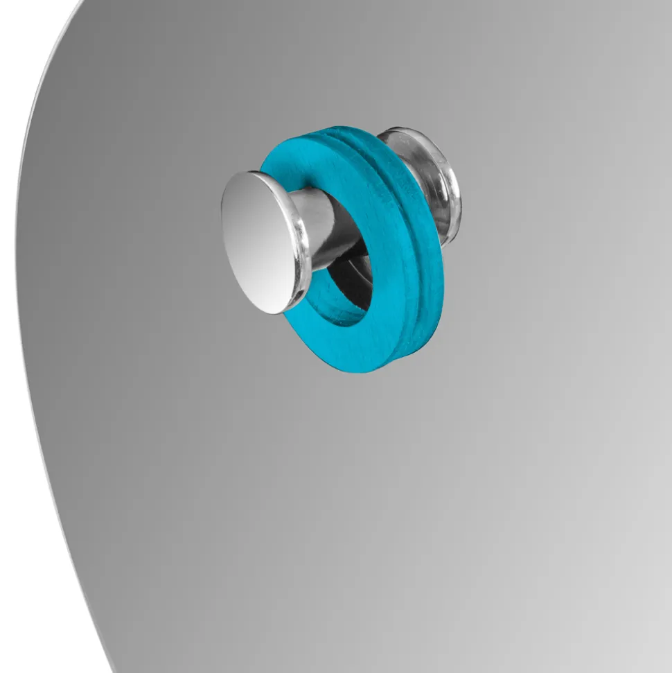 Specchio da Parete Tondo con Anello in Teak Colorato Made in Italy - Odile