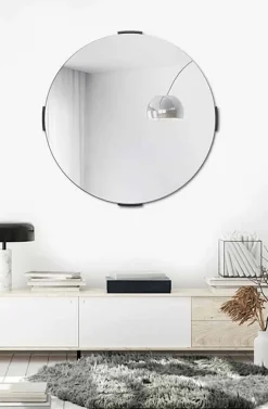 Specchio Decorativo a Muro di Design Tondo Moderno a Sbalzo con Cornice - Odosso