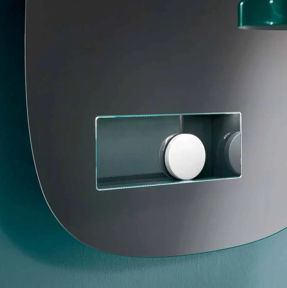 Specchio Decorativo a Muro Finitura Fumè con Vano Nero di Design - Matrix