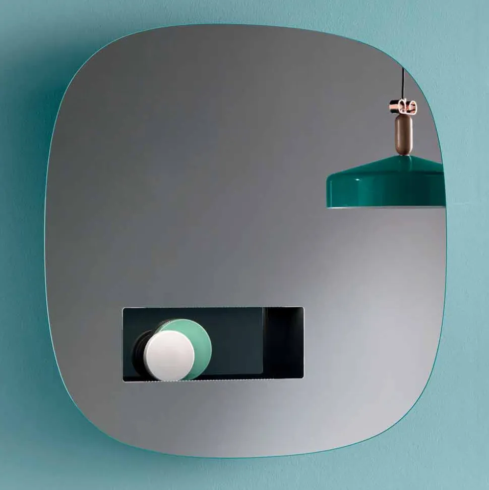 Specchio Decorativo a Muro Finitura Fumè con Vano Nero di Design - Matrix
