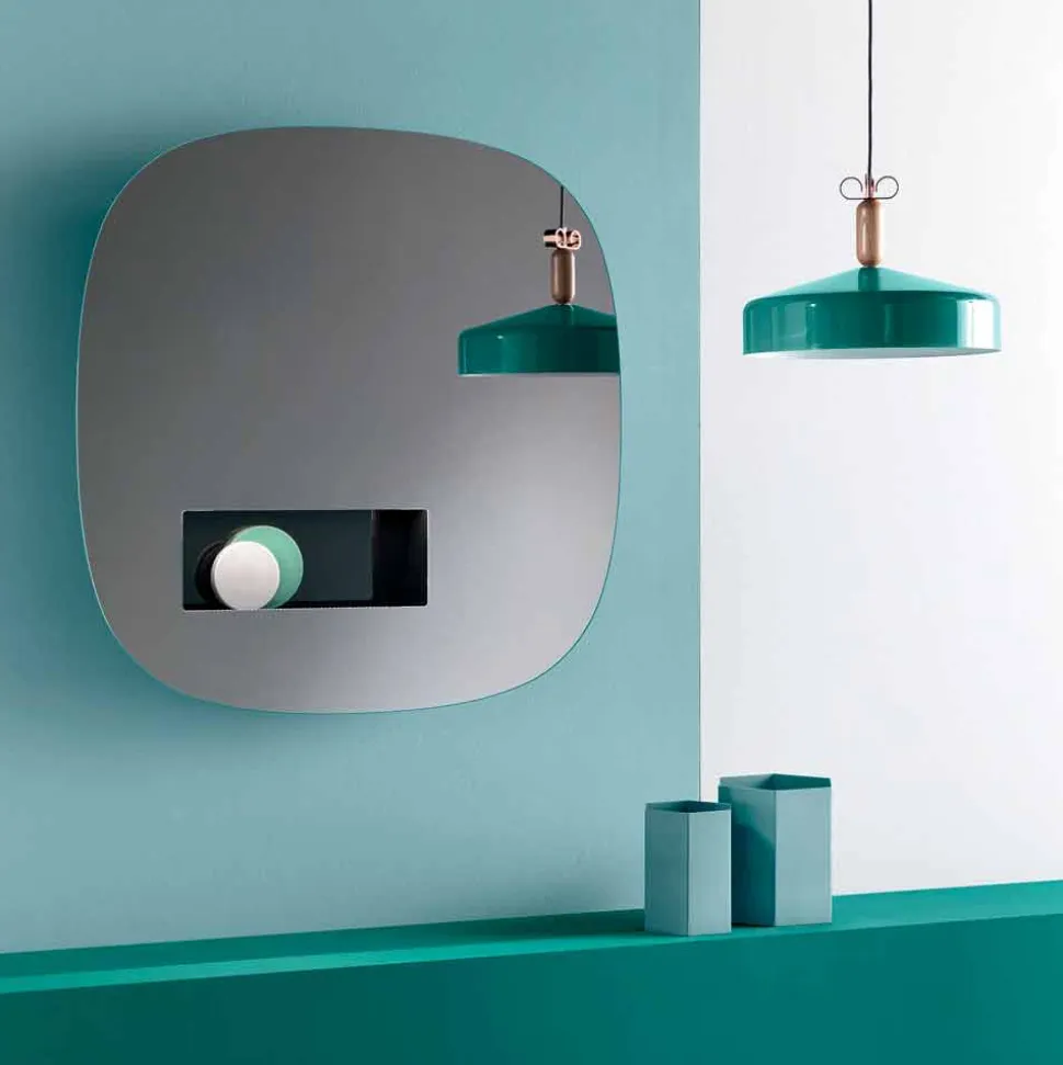 Specchio Decorativo a Muro Finitura Fumè con Vano Nero di Design - Matrix
