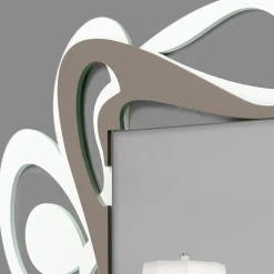 Specchio Decorativo da Parete Design Grande Moderno Bianco e Cacao - Bocchio
