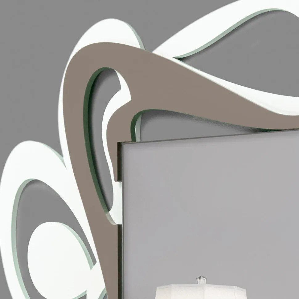 Specchio Decorativo da Parete Design Grande Moderno Bianco e Cacao - Bocchio