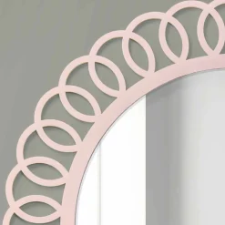 Specchio Grande da Parete di Design Decorativo e Moderno in Legno Rosa - Crown