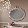 Specchio Ovale Stile Classico in Legno Argento Anticato Made in Italy - Florence