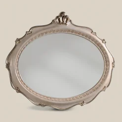 Specchio Ovale Stile Classico in Legno Argento Anticato Made in Italy - Florence