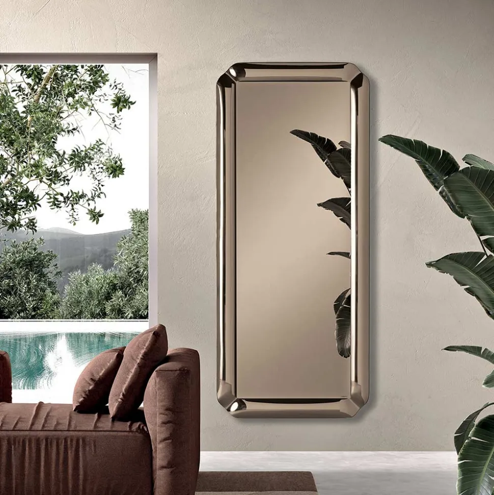 Specchio Rettangolare con Cornice in Cristallo Fuso Made in Italy - Belinda