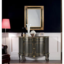 Specchio Rettangolare in Legno Foglia Oro e Nero Made in Italy - Sophie