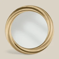Specchio Rotondo con Cornice in Legno Oro di Lusso Made in italy - Adelin