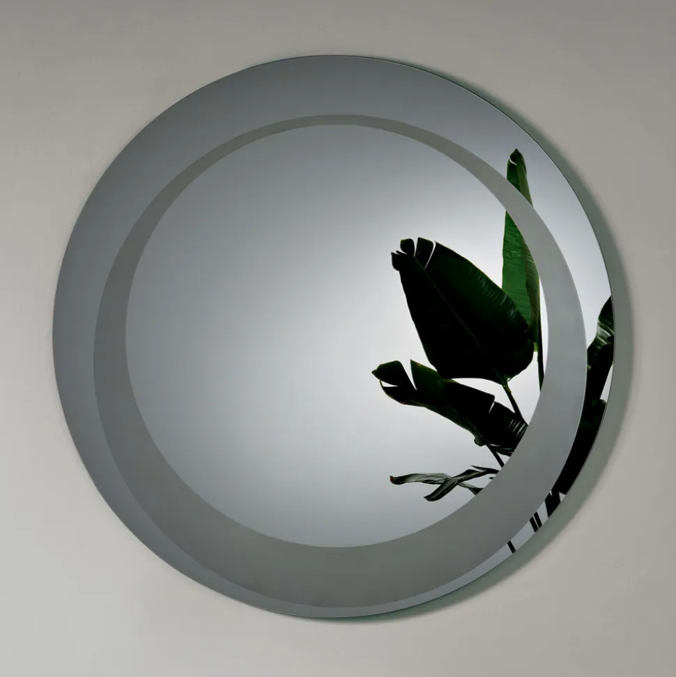 Specchio Rotondo da Parete con Decorazione Sabbiata Made in Italy - Annamaria