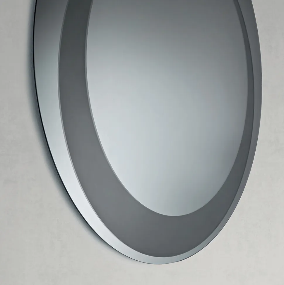 Specchio Rotondo da Parete con Decorazione Sabbiata Made in Italy - Annamaria