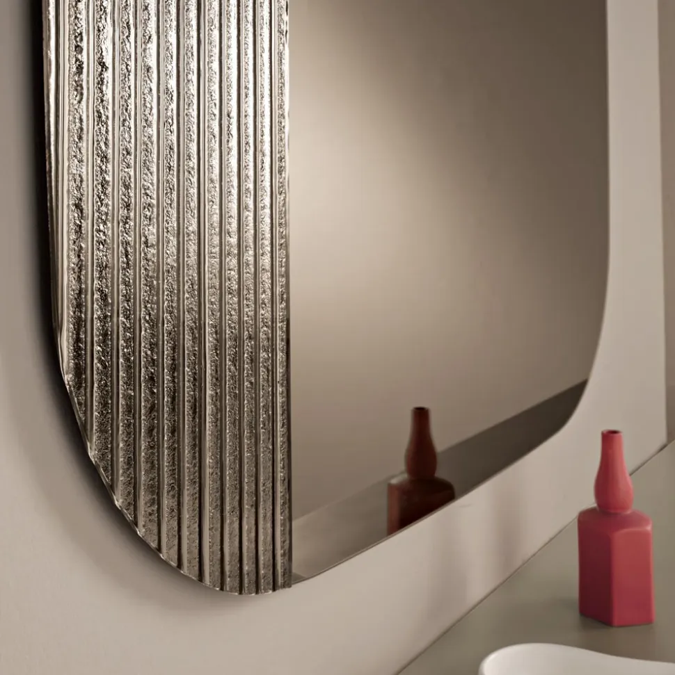 Specchio Sagomato con Inserto Rigato Made in Italy - Alessia