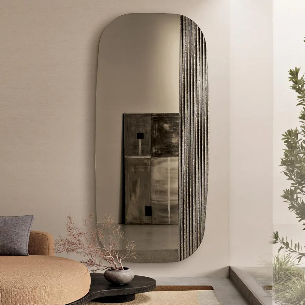 Specchio Sagomato con Inserto Rigato Made in Italy - Alessia