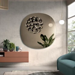 Specchio Sagomato Con Inserto in Vetro Mosso Made in Italy - Adalberta
