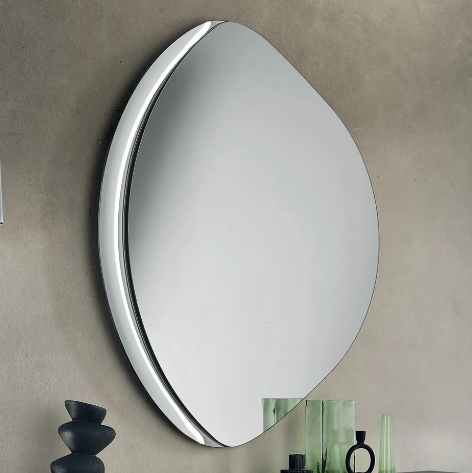 Specchio Sagomato Con Semi Cornice in Vetro Fuso Made in Italy - Abigaille