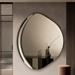 Specchio Sagomato Con Semi Cornice in Vetro Fuso Made in Italy - Abigaille