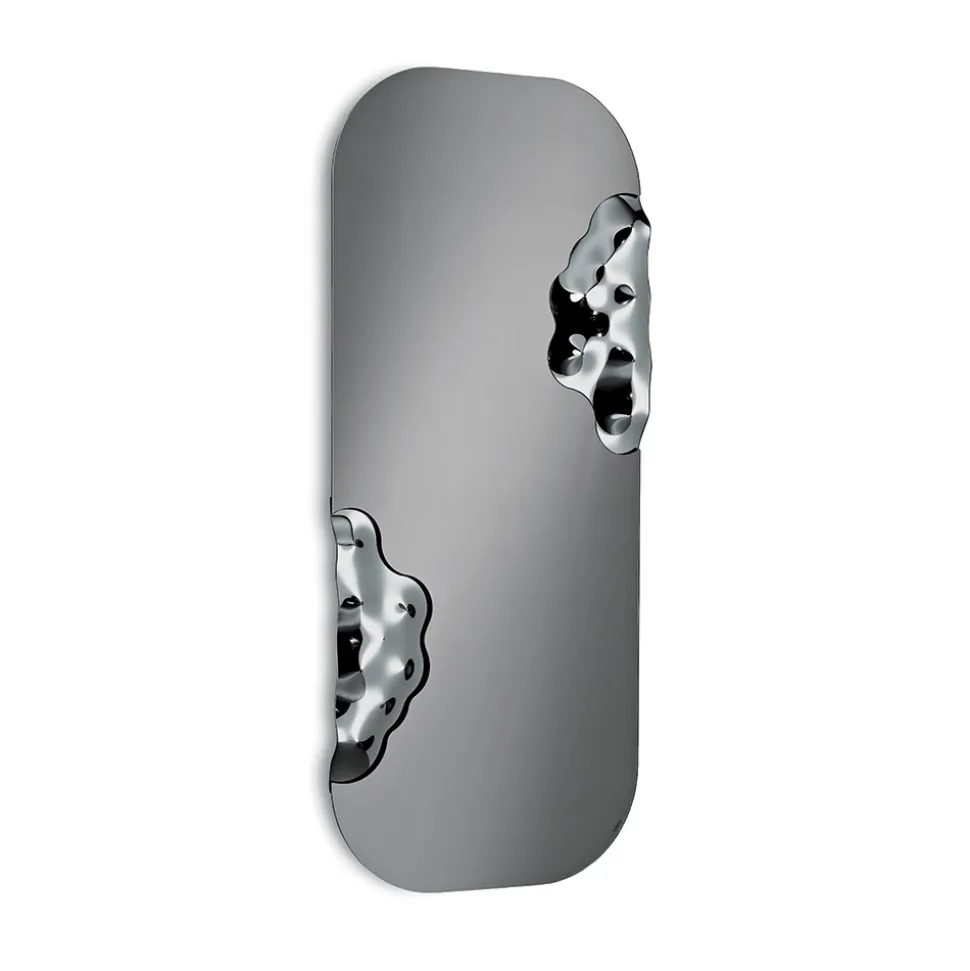 Specchio Sagomato Rettangolare Con Inserti in Vetro Mosso Made in Italy - Adelasia