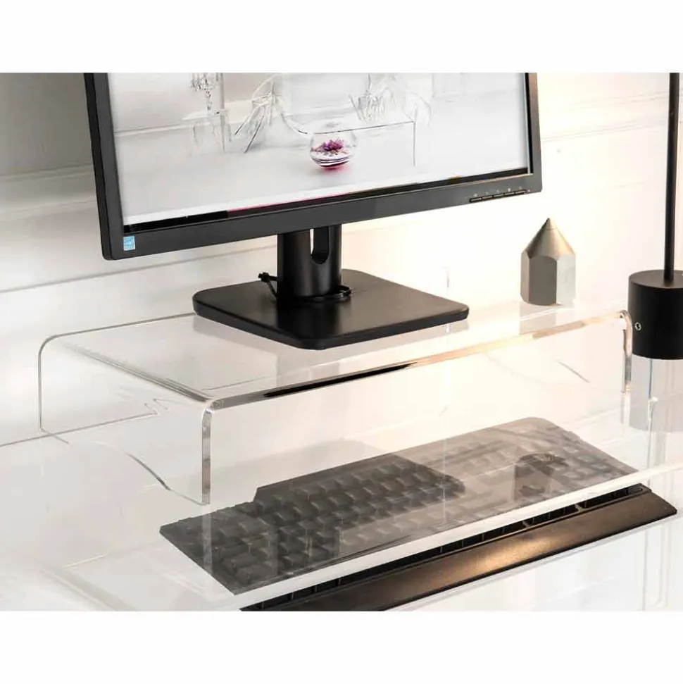 Supporto per Monitor in Plexiglass Trasparente o Fumè Design Italiano - Nerd