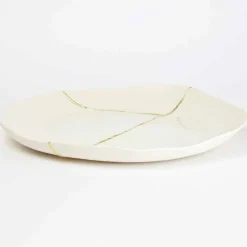 Svuotatasche Rotondo, in Porcellana Bianca e Foglia d'Oro di Design - Cicatroro