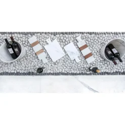 Tagliere di Design in Marmo Bianco di Carrara e Legno Made in Italy - Evea