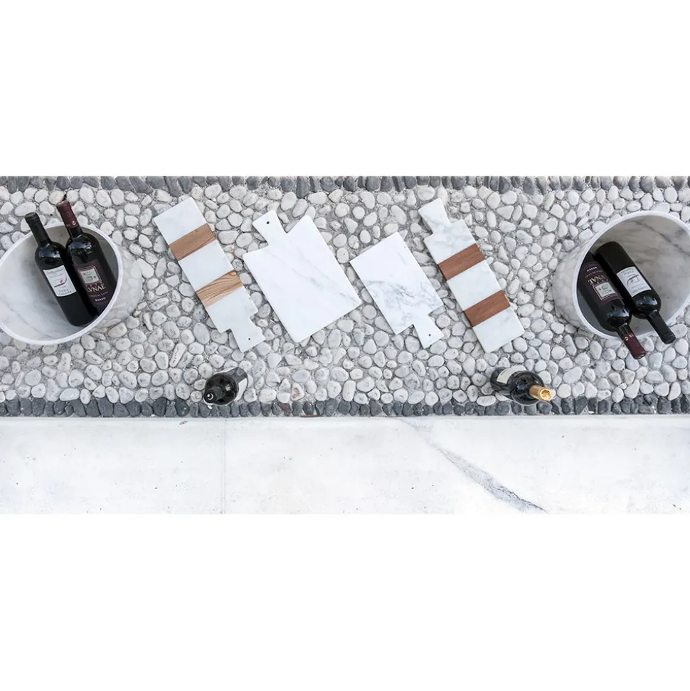 Tagliere di Design in Marmo Bianco di Carrara e Legno Made in Italy - Evea