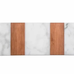 Tagliere di Design in Marmo Bianco di Carrara e Legno Made in Italy - Evea