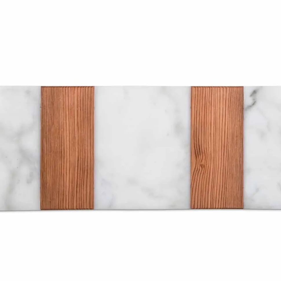 Tagliere di Design in Marmo Bianco di Carrara e Legno Made in Italy - Evea